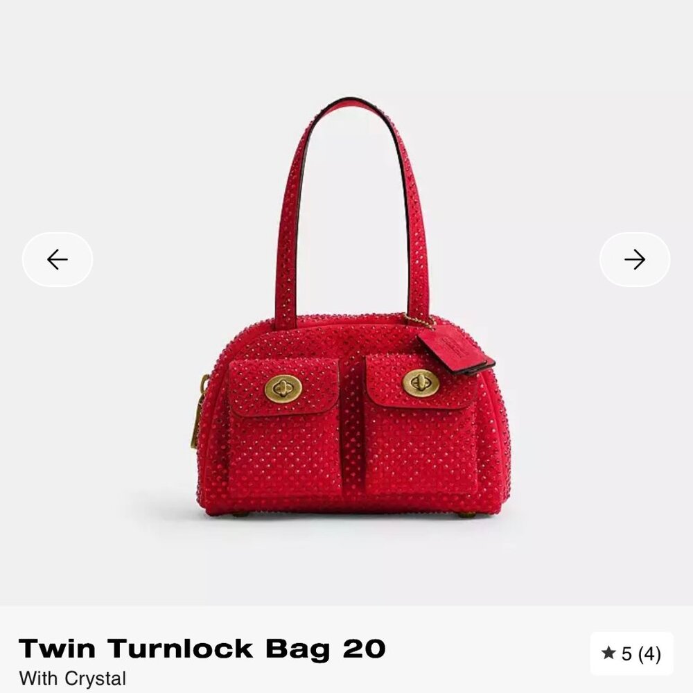 Coach Twin Turnlock Bag 20 Red Crystal Limited Edition CDT22 NWT - Picture 6 of 9